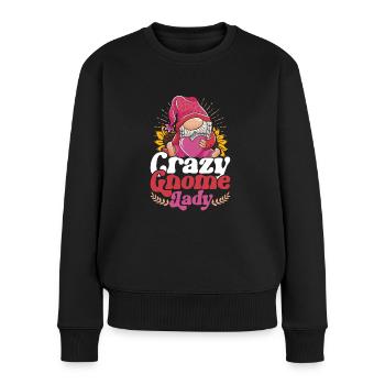Gartenzwerge Gartenzwerg Crazy Gnome Lady - Frauen Premium Bio Pullover - Schwarz - Vorne - Julia (174cm)