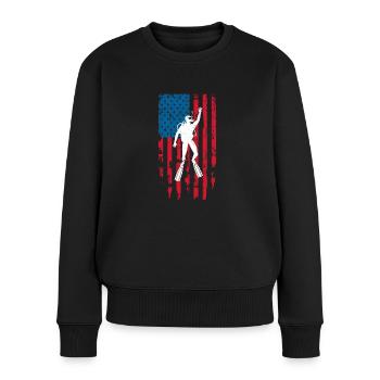 Plongée Drapeau Américain Plongeur Down Plongée US - Pull Premium bio Femme - noir - Devant - Julia (174cm)