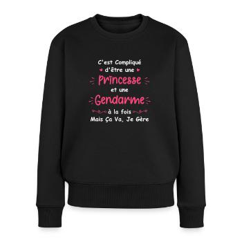 Princesse gendarme - Pull Premium bio Femme - noir - Devant - Julia (174cm)