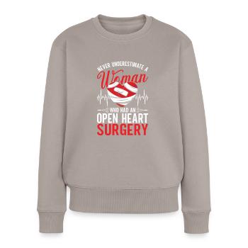 Herzoperation Genesener Herztransplantation - Frauen Premium Bio Pullover - Taupe - Vorne - Julia (174cm)