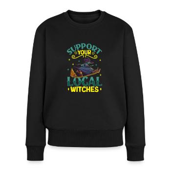 Hexe Okkult Gothic Dunkel Satanisch Unheilige - Frauen Premium Bio Pullover - Schwarz - Vorne - Julia (174cm)