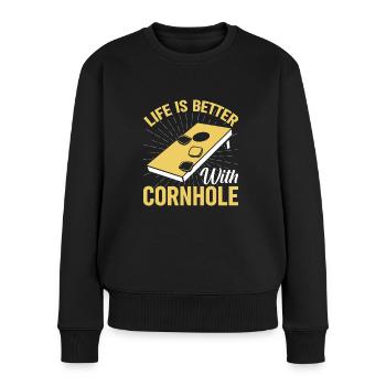 Cornhole life is better with - Women's Premium Organic Jumper - black - Front - Julia (174cm)