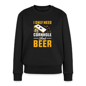 Je ne fais que beugler cornhle et bière jeu de trou aveugle - Pull Premium bio Femme - noir - Devant - Julia (174cm)