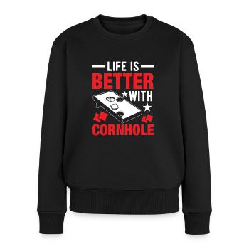 Cornhole La vie est meilleure - Pull Premium bio Femme - noir - Devant - Julia (174cm)