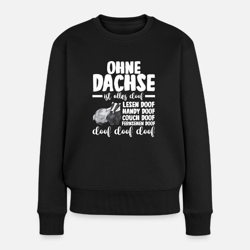 Tiermotiv Dachs - Frauen Premium Bio Pullover - Schwarz