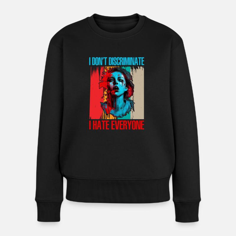 Je ne fais pas de discrimination Je déteste tout le monde 21 - Pull Premium bio Femme - noir