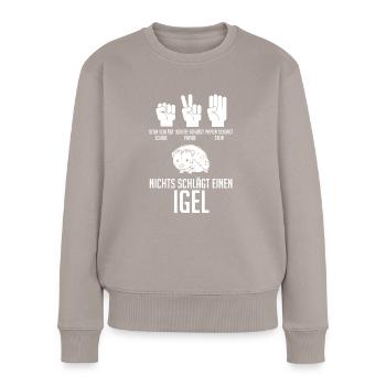 Tiermotiv Igel - Frauen Premium Bio Pullover - Taupe - Vorne - Julia (174cm)