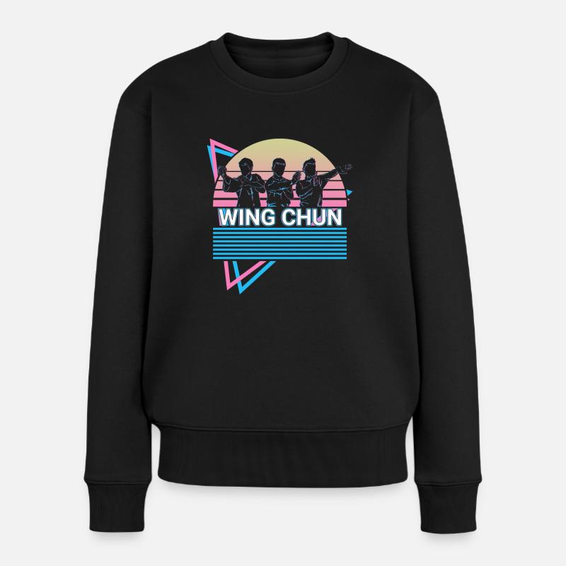 Kung Fu Retro - Frauen Premium Bio Pullover - Schwarz