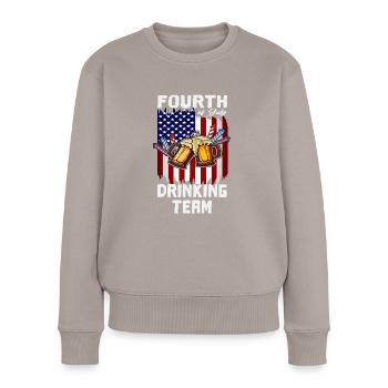 4 juillet Drinking Team Journée du drapeau américain - Pull Premium bio Femme - taupe - Devant - Julia (174cm)