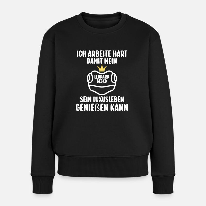 Eidechse Terrarium Reptilien Leopardgecko - Frauen Premium Bio Pullover - Schwarz