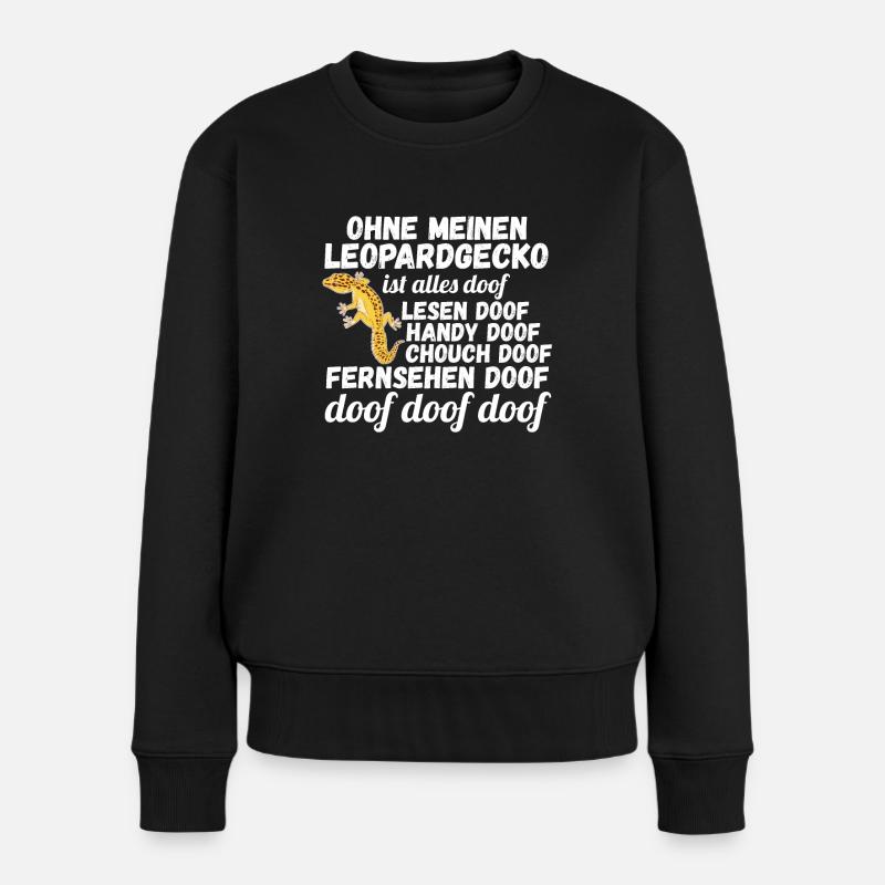 Eidechse Terrarium Reptilien Leopardgecko - Frauen Premium Bio Pullover - Schwarz