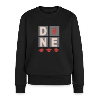 DONE, graduation, Schulabschluss, Abitur, Diplom - Frauen Premium Bio Pullover - Schwarz - Vorne - Julia (174cm)