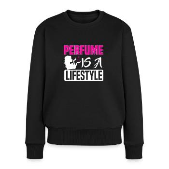 Parfüm Fragrance Perfüm Perfume Parfum Duft - Frauen Premium Bio Pullover - Schwarz - Vorne - Julia (174cm)