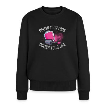Polissez votre look, polissez - Pull Premium bio Femme - noir - Devant - Julia (174cm)