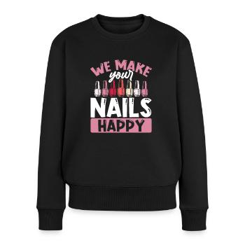 Wir Machen Ihre Nägel Glücklich - Frauen Premium Bio Pullover - Schwarz - Vorne - Julia (174cm)
