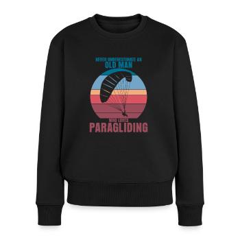 Paragliding Paraglider Retro Gleitsegeln - Frauen Premium Bio Pullover - Schwarz - Vorne - Julia (174cm)