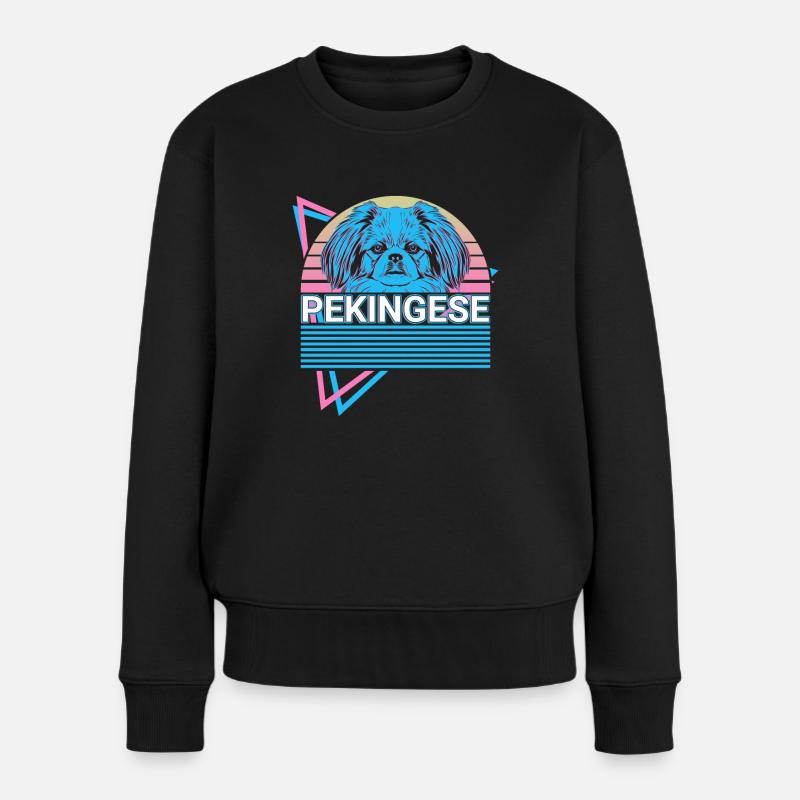 Pékinois Rétro - Pull Premium bio Femme - noir