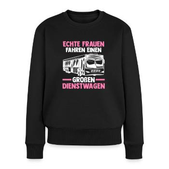 Bus Busfahrer - Frauen Premium Bio Pullover - Schwarz - Vorne - Julia (174cm)