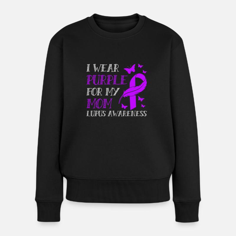 Je porte du violet pour ma mère Conscience du lupus - Pull Premium bio Femme - noir