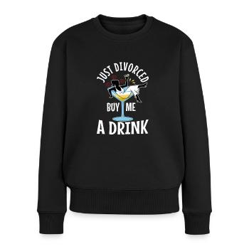 Just divorced buy me a drink - Women's Premium Organic Jumper - black - Front - Julia (174cm)