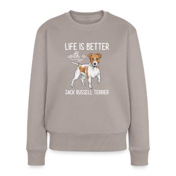 Jack Russell Terrier - Pull Premium bio Femme - taupe - Devant - Julia (174cm)