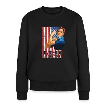 Dividends made in America Dividende Dividenden USA - Frauen Premium Bio Pullover - Schwarz - Vorne - Julia (174cm)