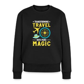 Transformiere Reisen in pure Magie Kompass Welt - Frauen Premium Bio Pullover - Schwarz - Vorne - Julia (174cm)