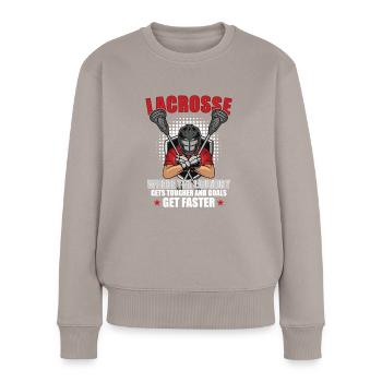 Lacrosse-spieler Lacrosse-trainer Lax Player - Frauen Premium Bio Pullover - Taupe - Vorne - Julia (174cm)