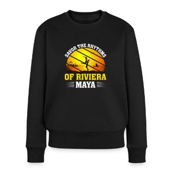 Genieß die Rhythmen von Riviera Maya - Frauen Premium Bio Pullover - Schwarz - Vorne - Julia (174cm)