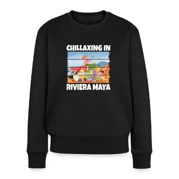 Tropical Vibes Relax in Maya Mexiko Chillen - Frauen Premium Bio Pullover - Schwarz - Vorne - Julia (174cm)