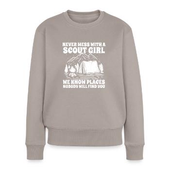 Pfadfinder - Frauen Premium Bio Pullover - Taupe - Vorne - Julia (174cm)