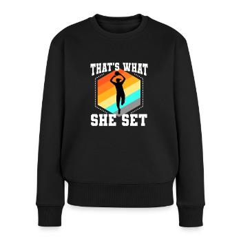 Thats what she set volleyball - Frauen Premium Bio Pullover - Schwarz - Vorne - Julia (174cm)