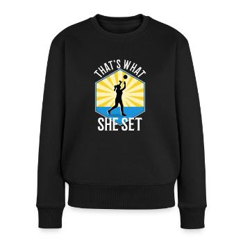 Thats what she set volleyball - Frauen Premium Bio Pullover - Schwarz - Vorne - Julia (174cm)