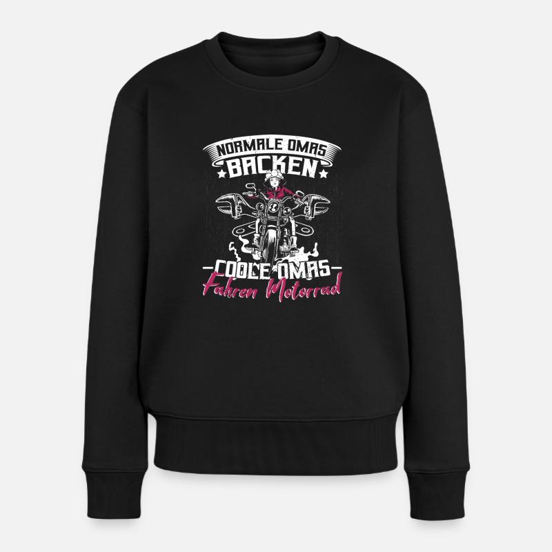 Motorradfahrerin Bikerin Rentnerin - Frauen Premium Bio Pullover - Schwarz