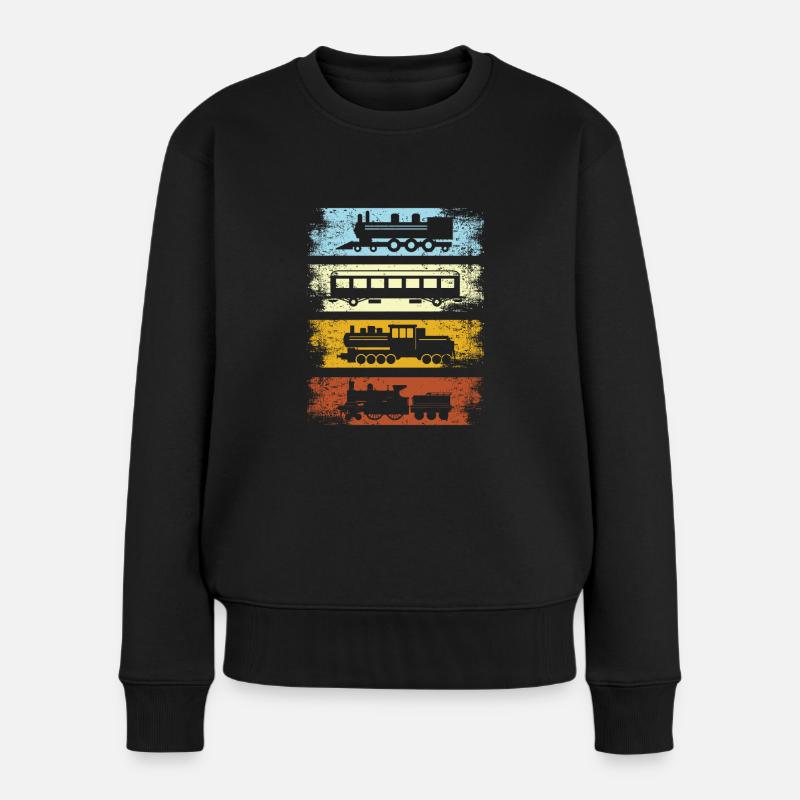 Retro Eisenbahn Vintage - Frauen Premium Bio Pullover - Schwarz