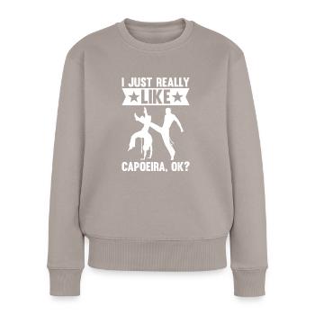J’aime vraiment la capoeira ok - Pull Premium bio Femme - taupe - Devant - Julia (174cm)