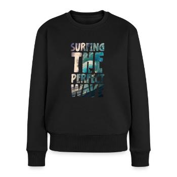 Surfing The Perfect Wave - Frauen Premium Bio Pullover - Schwarz - Vorne - Julia (174cm)