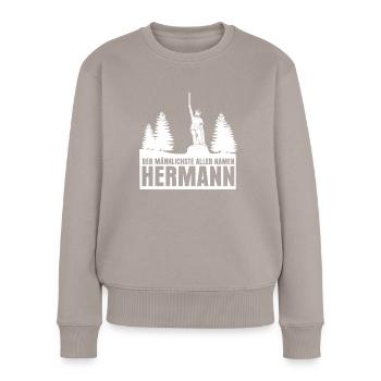 Hermannsdenkmal Witz Detmold Lippe - Frauen Premium Bio Pullover - Taupe - Vorne - Julia (174cm)
