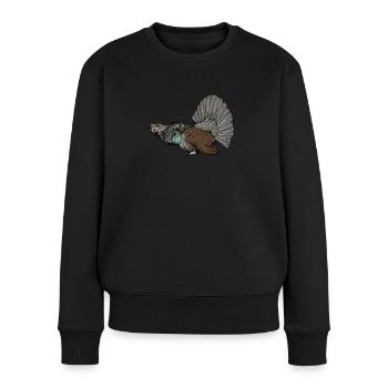 Auerhahn I Hühnervogel Auerhuhn Motiv für Jäger - Frauen Premium Bio Pullover - Schwarz - Vorne - Julia (174cm)