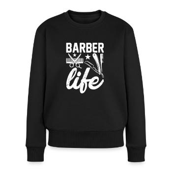 Get Faded Barber Spruch Friseur - Frauen Premium Bio Pullover - Schwarz - Vorne - Julia (174cm)
