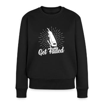 Get Faded Barber Spruch Friseur - Frauen Premium Bio Pullover - Schwarz - Vorne - Julia (174cm)