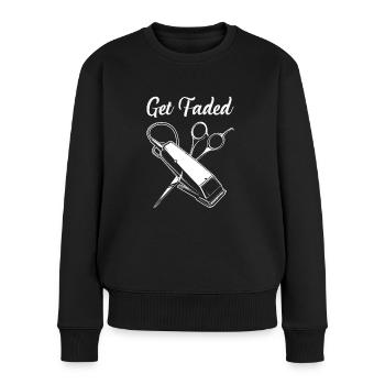 Get Faded Barber Spruch Friseur - Frauen Premium Bio Pullover - Schwarz - Vorne - Julia (174cm)