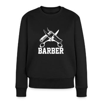 Get Faded Barber Spruch Friseur - Frauen Premium Bio Pullover - Schwarz - Vorne - Julia (174cm)