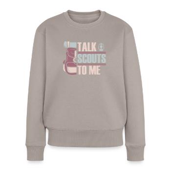 Boy Scout drôle - Pull Premium bio Femme - taupe - Devant - Julia (174cm)