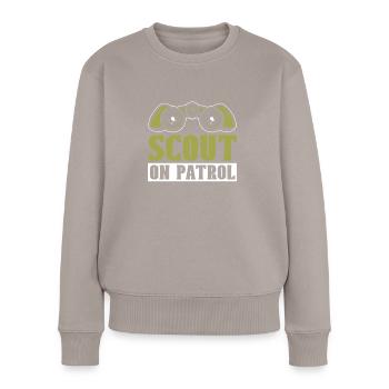 Patrouille scoute - Pull Premium bio Femme - taupe - Devant - Julia (174cm)