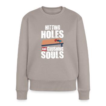 Lustiges Cornhole Corn Hole - Frauen Premium Bio Pullover - Taupe - Vorne - Julia (174cm)