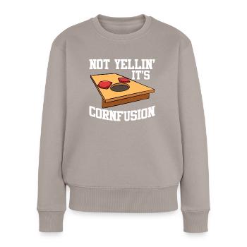 Lustiges Cornhole Corn Hole - Frauen Premium Bio Pullover - Taupe - Vorne - Julia (174cm)