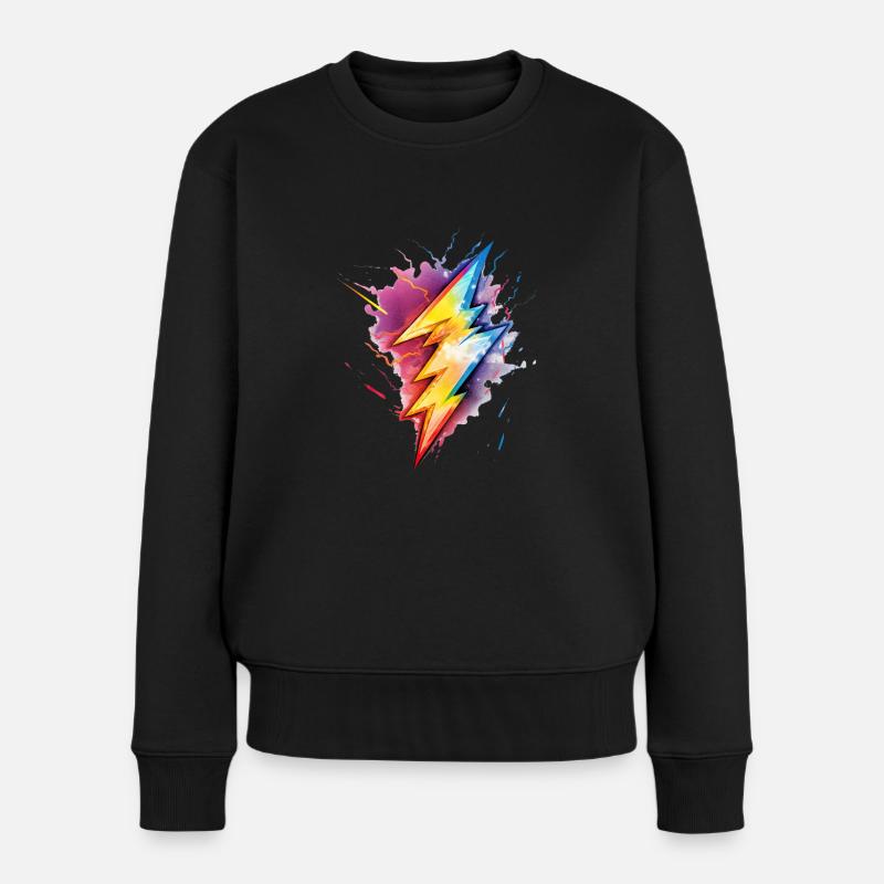 Regenbogengewitterzauber-LGBT Pride - Frauen Premium Bio Pullover - Schwarz