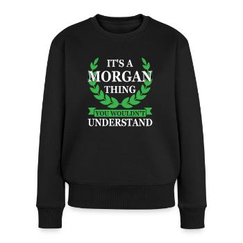 Morgan Chose drôle à dire - Pull Premium bio Femme - noir - Devant - Julia (174cm)