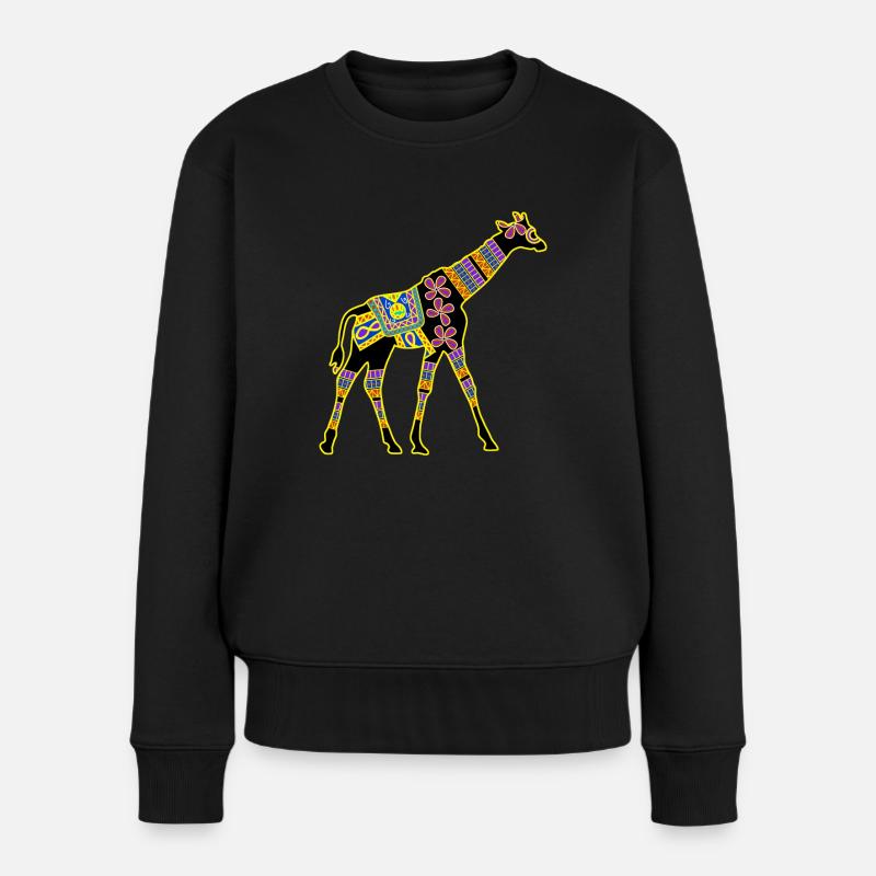 Giraffe Muster Giraffen - Frauen Premium Bio Pullover - Schwarz